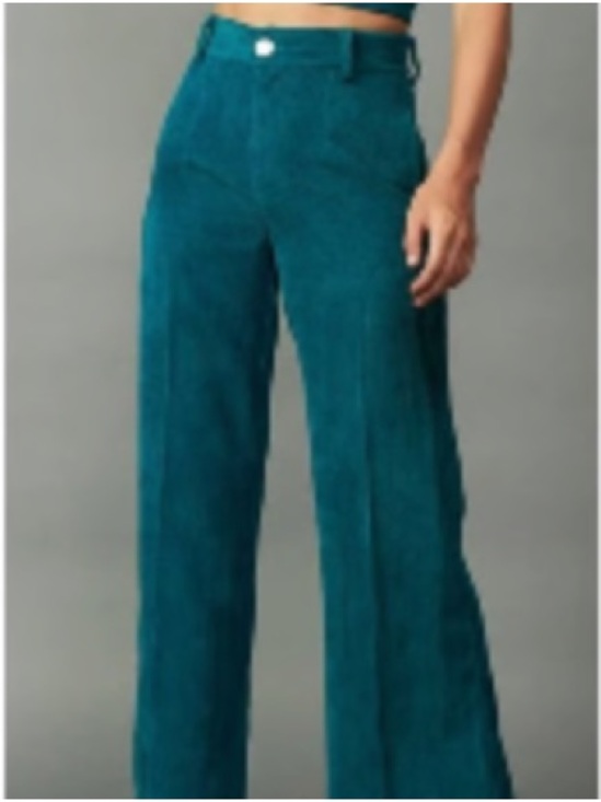 Current Air Pants - Current Air Teal Wide-Leg Corduroy Pants